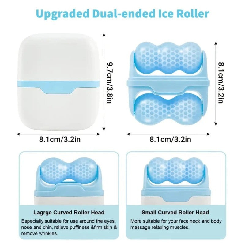 2 in 1 Facial Ice Roller for Face & Body Massager Double Head Facial Ice Roller for Puffy Eyes, Reduce Wrinkles