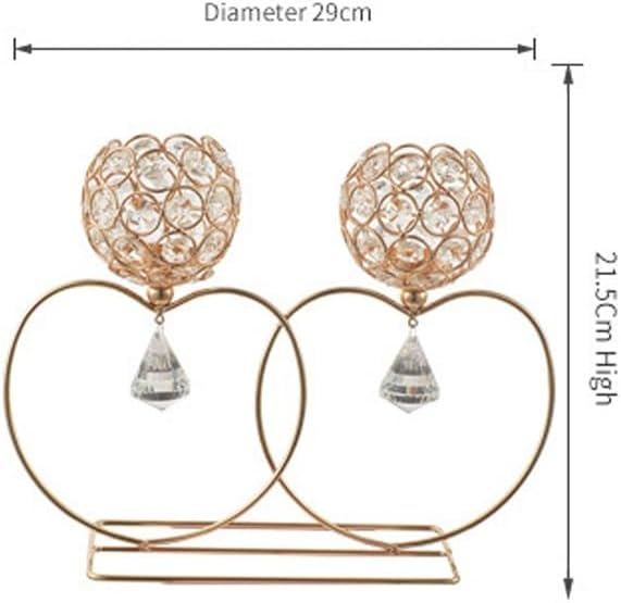 Luxury Golden Crystal Double Candle Holder – Heart Design