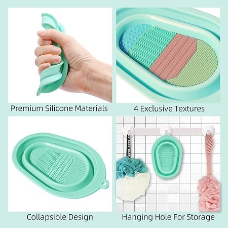 Silicone Makeup Brush Cleaning Mat – Portable Facial Cleansing & Brush Washing Bowl