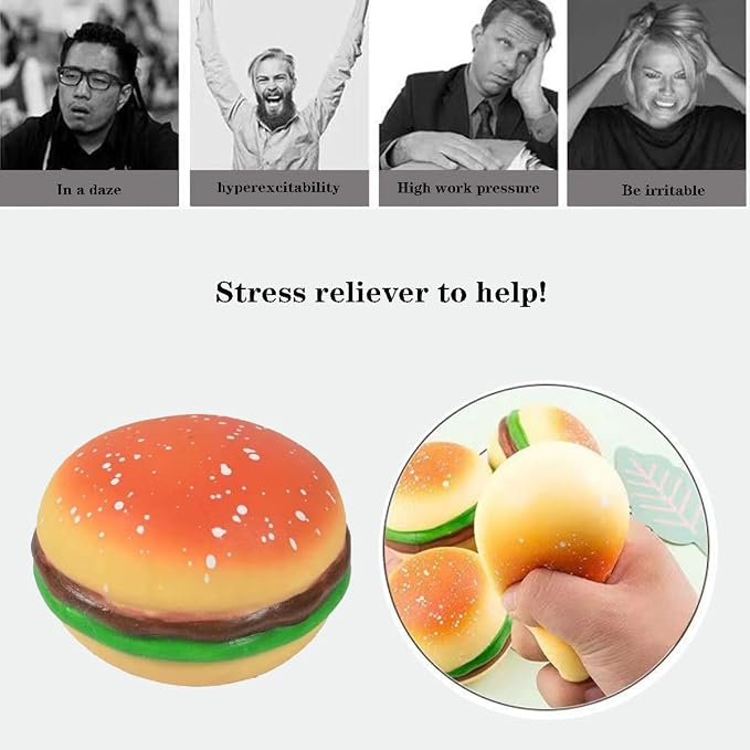 Realistic Burger Squishy Toy – Soft Stress Relief & Sensory Squeeze Toy