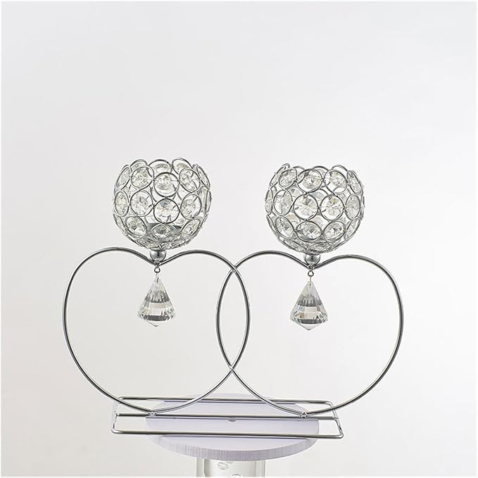 Luxury Golden Crystal Double Candle Holder – Heart Design
