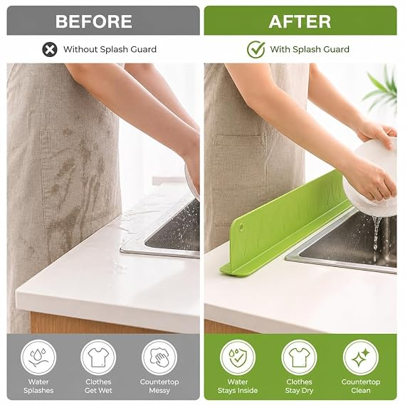 Silicone Sink Splash Guard for Kitchen and Bathroom,