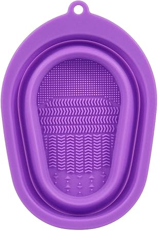 Silicone Makeup Brush Cleaning Mat – Portable Facial Cleansing & Brush Washing Bowl
