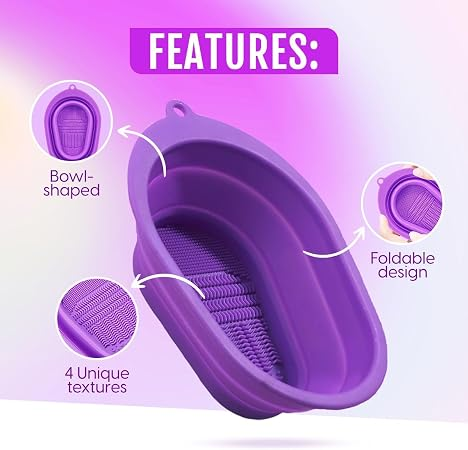 Silicone Makeup Brush Cleaning Mat – Portable Facial Cleansing & Brush Washing Bowl