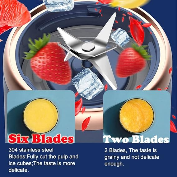Personal 3D 6 Blades Mini Blender For Shakes And Smoothies,Portable Fresh