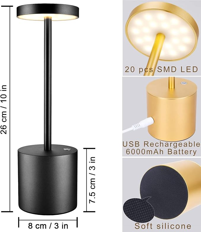Rechargeable LED Table Lamp – Modern Cordless Portable Table Light