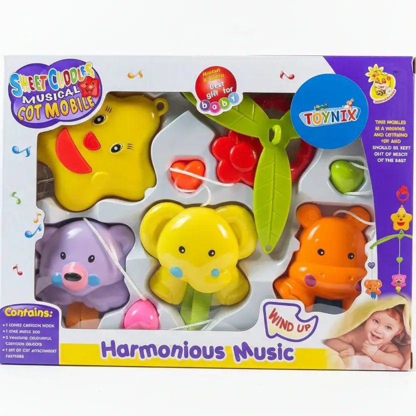 Musical Cot Mobile for Baby – Hanging Musical Toys with Colorful Animals