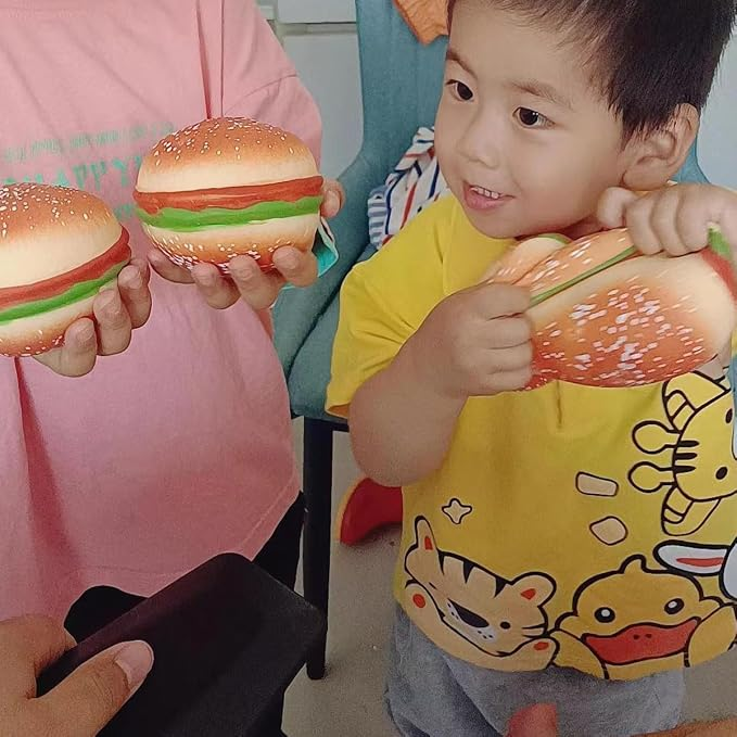 Realistic Burger Squishy Toy – Soft Stress Relief & Sensory Squeeze Toy