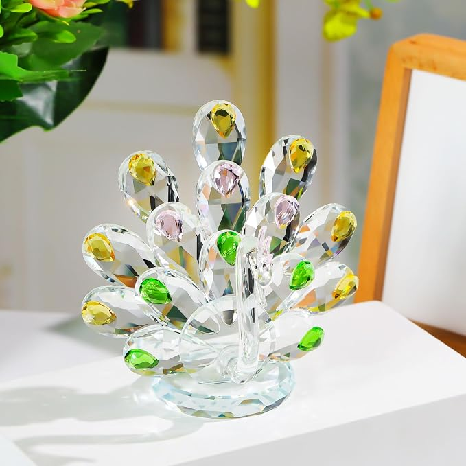 YWHL Handcrafted Crystal Peacock Figurine Gifts for Women