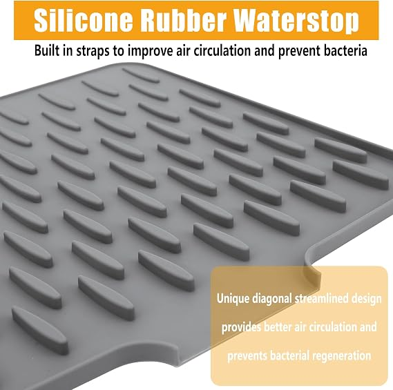 Silicone Sink Splash Guard & Drying Mat – Kitchen Countertop Water Drain Mat