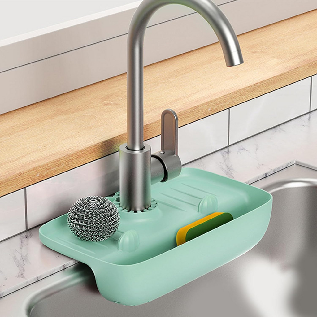 Kitchen Sink Sponge Holder & Organizer – Faucet Mounted Dishwashing Storage Rack