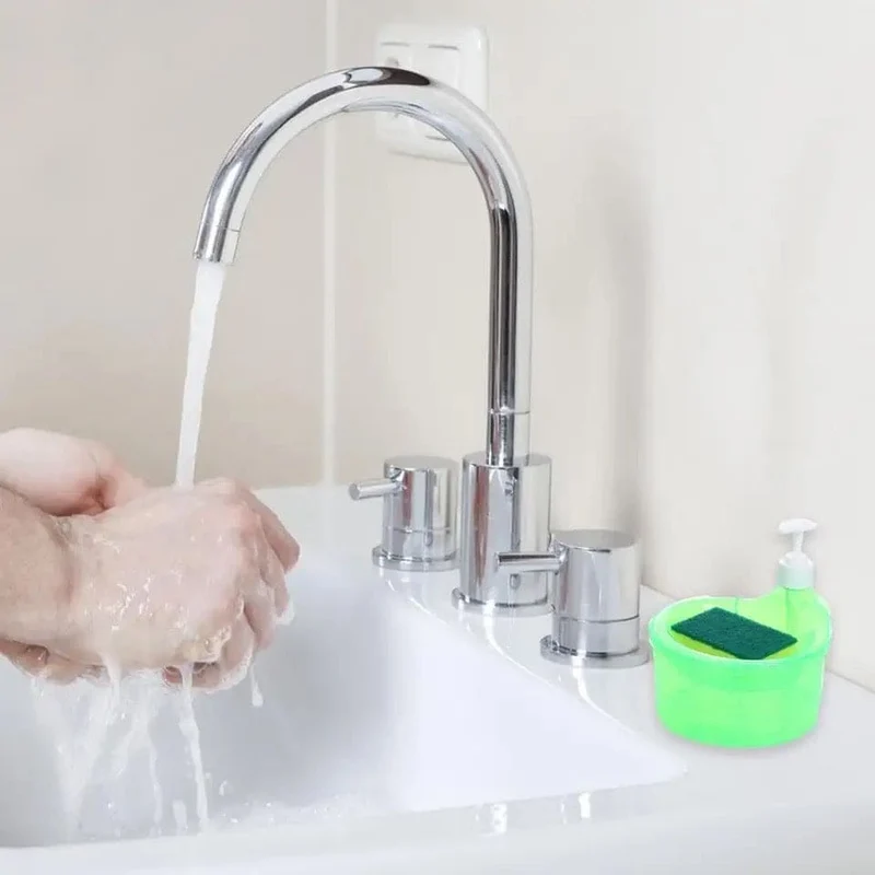 Press Cleaning Liquid Container, Soap Dispenser With Sponge Holder