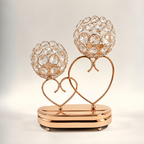 Luxury Golden Crystal Double Candle Holder – Heart Design