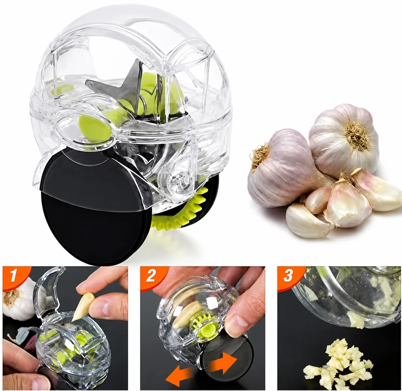 Manual Garlic Chopper & Mincer – Mini Handheld Garlic Crusher with Rolling Design