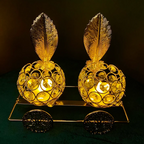 Luxury Golden Crystal Leaf Candle Holder Set