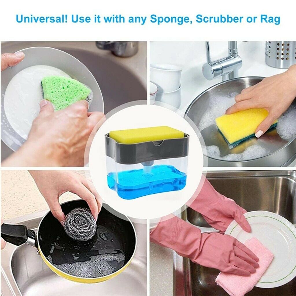 2-in-1 Sponge & Scrubber Soap Dispenser – Kitchen Sink Cleaning Holder