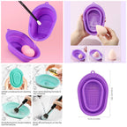 Silicone Makeup Brush Cleaning Mat – Portable Facial Cleansing & Brush Washing Bowl