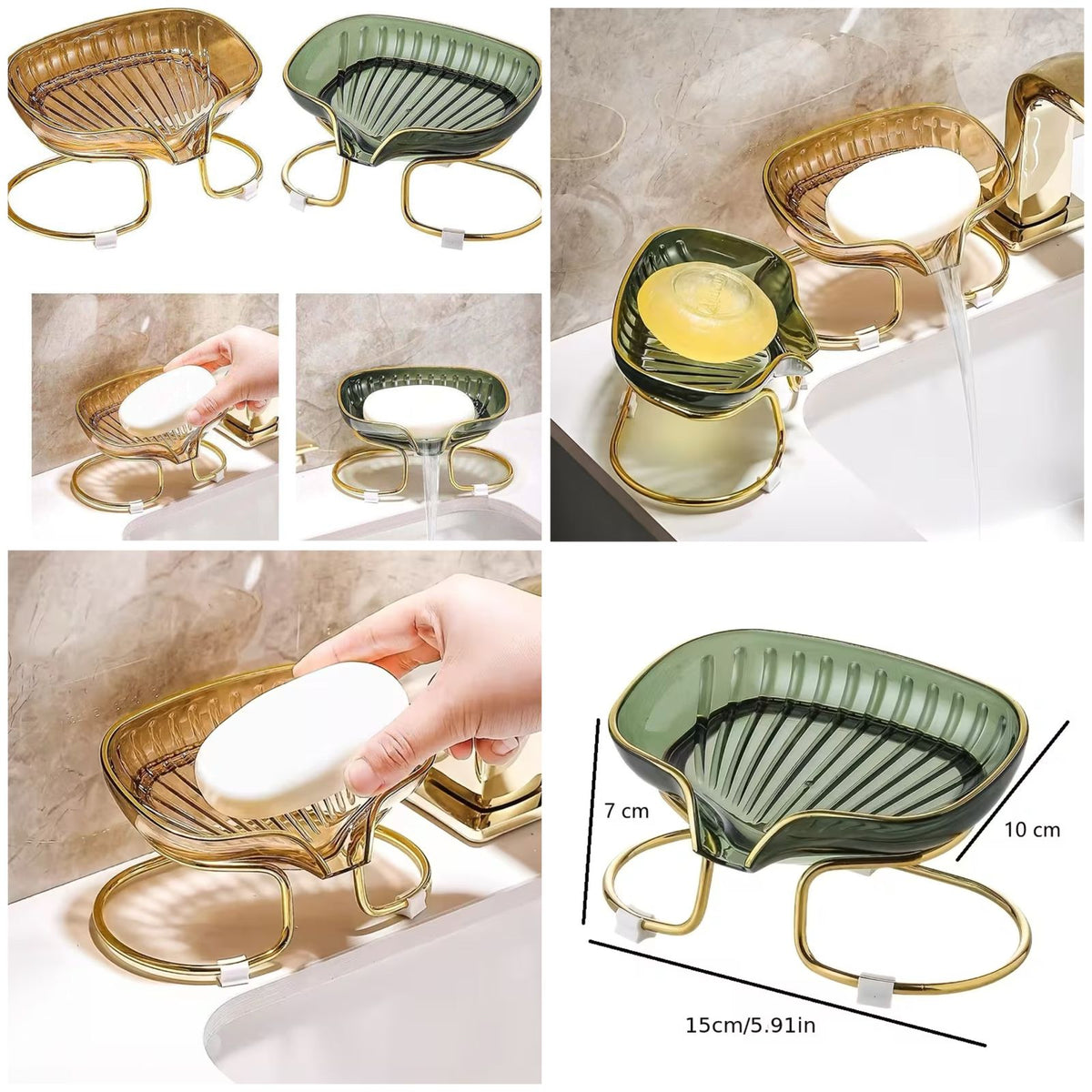 Premium Faucet Soap Holder – Golden Drainage Soap Dish for Bathroom & Kitchen