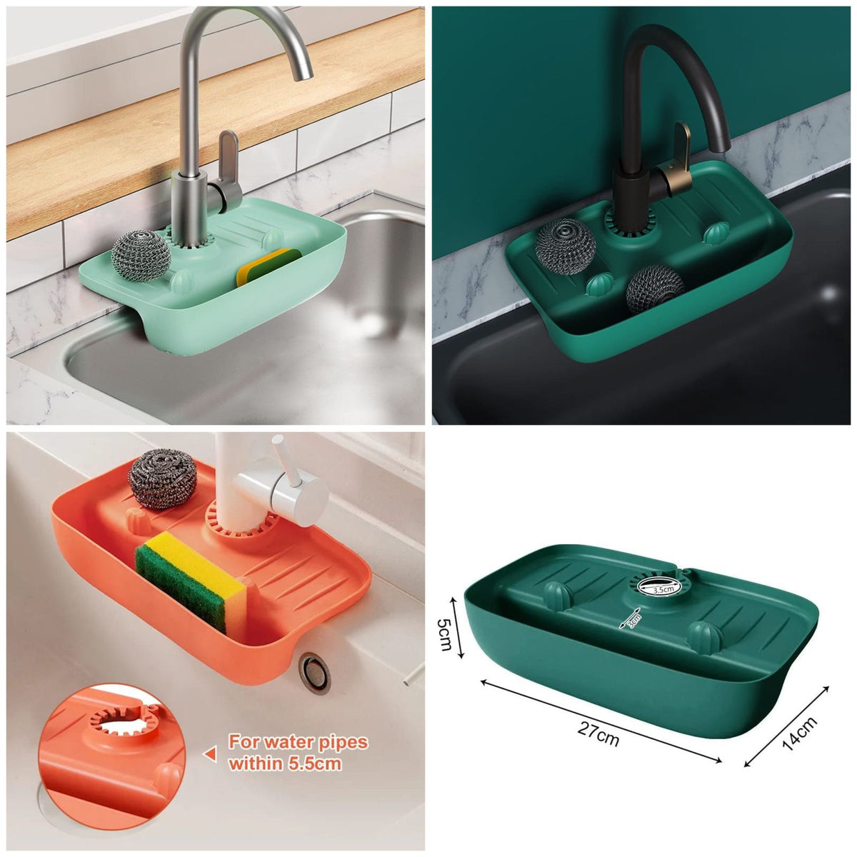 Kitchen Sink Sponge Holder & Organizer – Faucet Mounted Dishwashing Storage Rack
