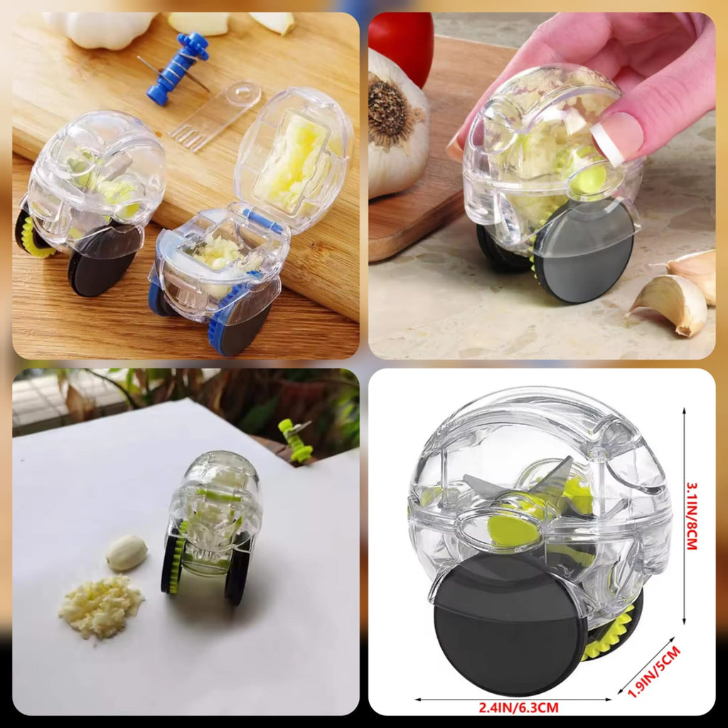 Manual Garlic Chopper & Mincer – Mini Handheld Garlic Crusher with Rolling Design