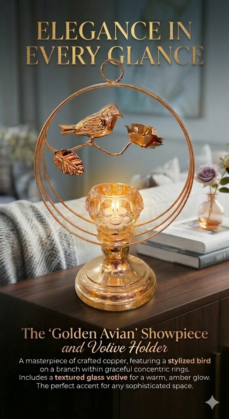 Golden Bird Votive Candle Holder – Luxury Table Décor