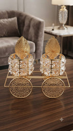 Luxury Golden Crystal Leaf Candle Holder Set