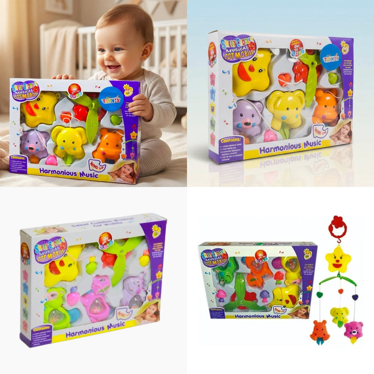 Musical Cot Mobile for Baby – Hanging Musical Toys with Colorful Animals
