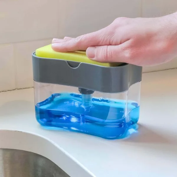 2-in-1 Sponge & Scrubber Soap Dispenser – Kitchen Sink Cleaning Holder