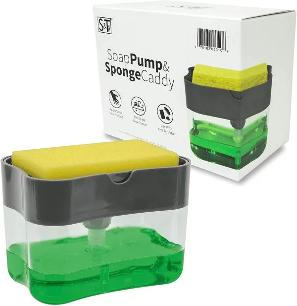 2-in-1 Sponge & Scrubber Soap Dispenser – Kitchen Sink Cleaning Holder