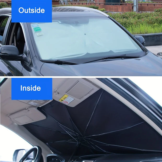 Universal Foldable Car Windshield Sunshade Umbrella – UV & Heat Protection for All Cars ☀️🚗