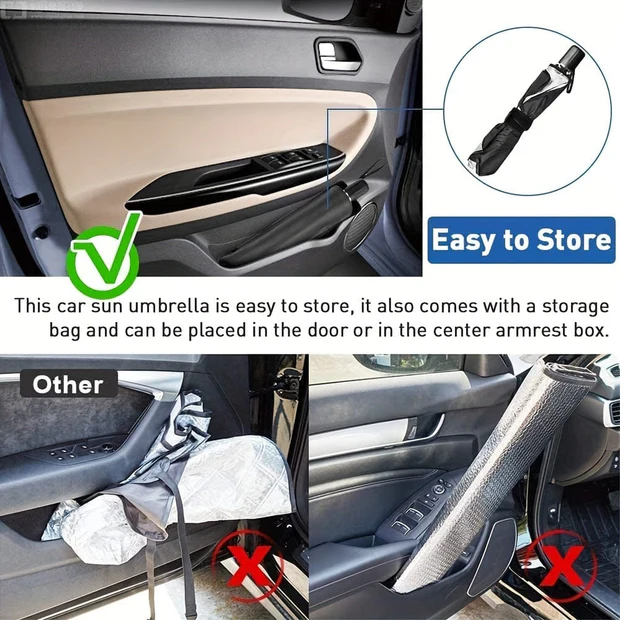 Universal Foldable Car Windshield Sunshade Umbrella – UV & Heat Protection for All Cars ☀️🚗